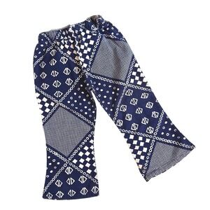 Vintage‎ Kids Blue Geometric Bandana Print Elastic Waist Bell Bottom Pants 4T 5T